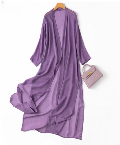  Seiden Cardigan dünn lang Oberteil Kimono Schal Mantel Sommer Strand Cover Up MM148 - Bild 19 von 40