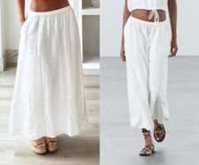  89 NWT ZARA 100 LINEN MIDI SKIRT ZW COLLECTION / SIDE POCKETS XL