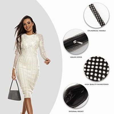 white christmas dresses BABEYOND Vintage Tassel Pendant Rhinestones Women Evening Clutch Purse,Black main image 1