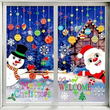 150 PCS Christmas Window Clings Santa Claus Snowman Decals for Christmas Party 