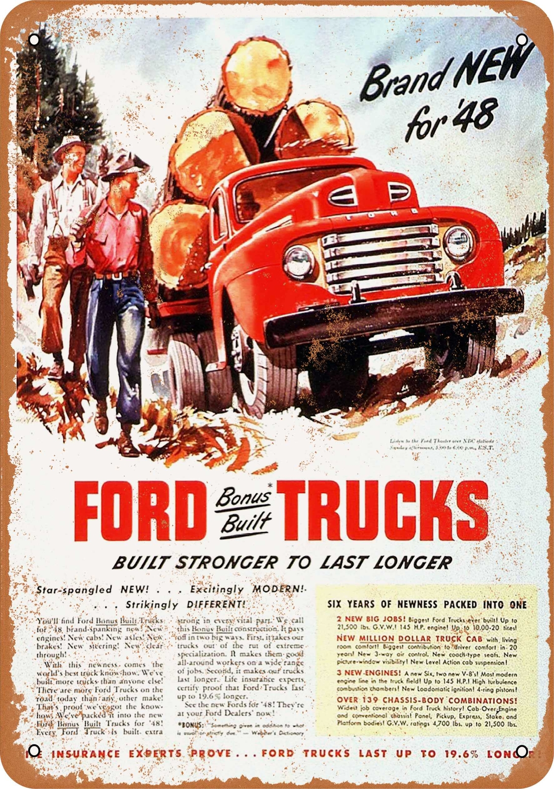 Metal Sign - 1948 Ford Trucks - Vintage Look Reproduction 2