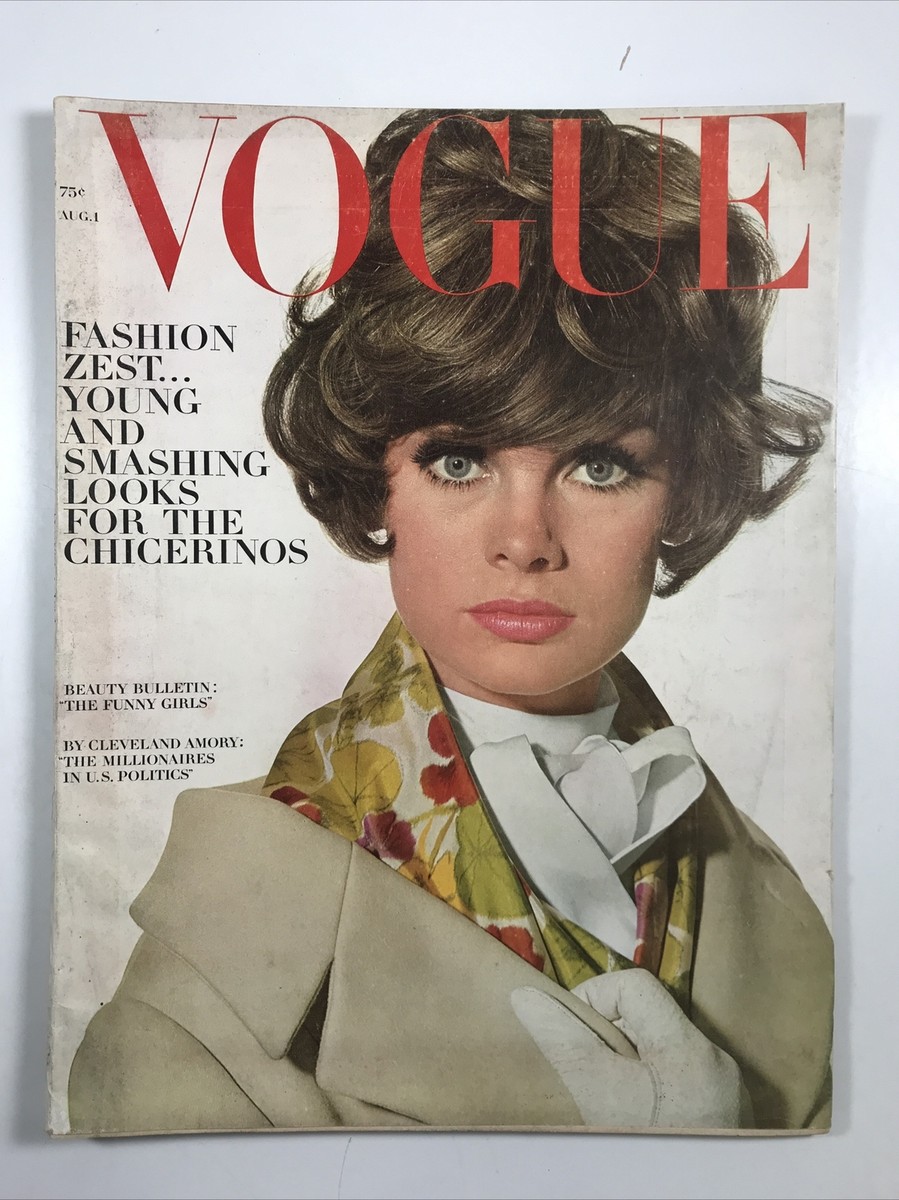 Vogue Magazine August 1, 1964 Fashion Make-up 1960s Jean