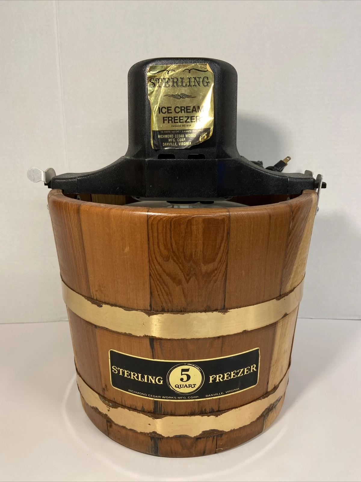 VTG Sterling 165A Richmond Cedar 5 Quart Electric 5 qt Ice Cream Maker Freezer