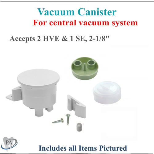Dental Central Vacuum System Vacuum Canister Kit w/Bracket, 17/8", DCI
