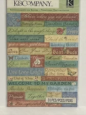 K&COMPANY Susan Winget Nature Word Embossed Stickers 31 Pieces