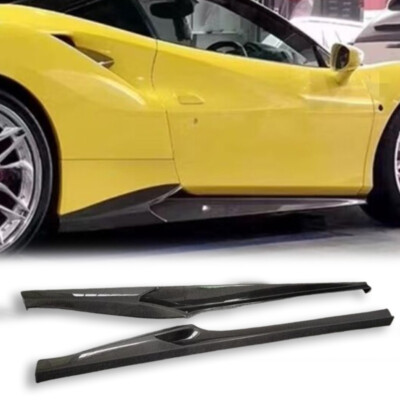 2PCS Real Carbon Fiber Sideskirts Side Skirt Lip Cover Bodykits For Ferrari 488 