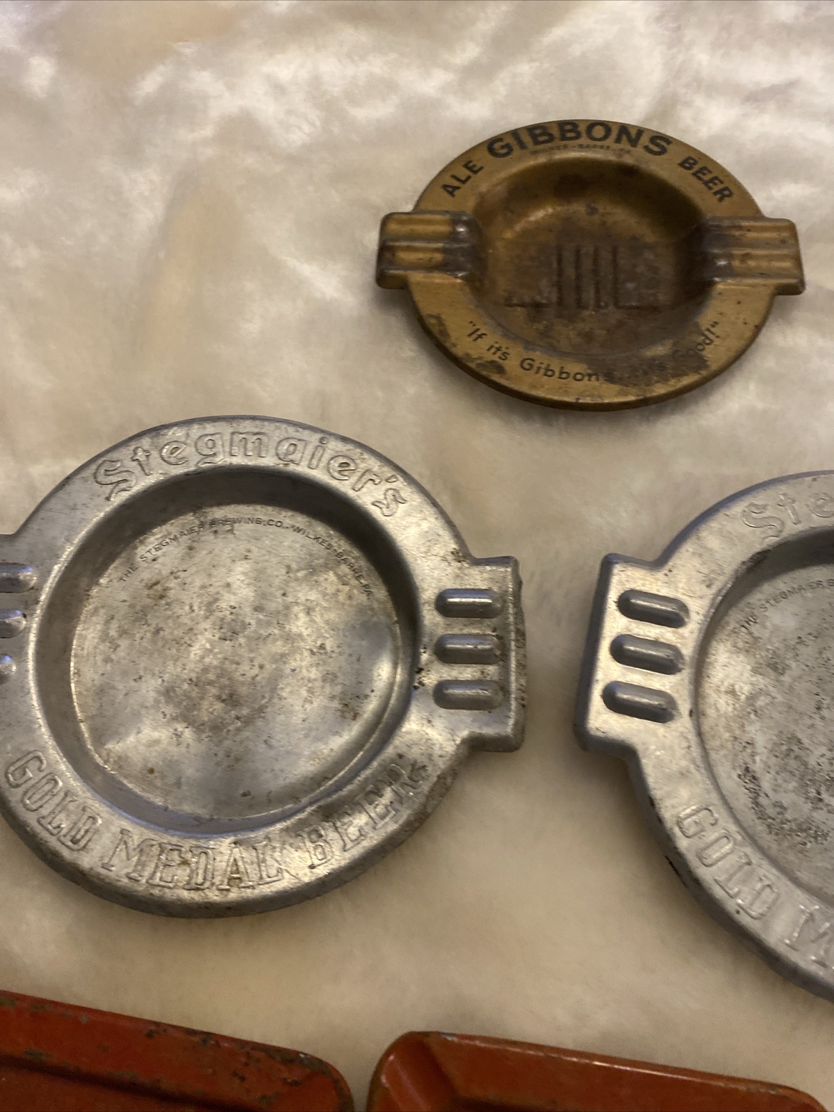 Vintage Metal Advertising Ashtrays Fensty’s TV Emmaus Pa Stegmaier’s