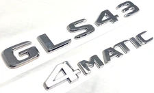 #2 CHROME GLS43 + 4MATIC REPLACEMENT FOR MERCEDES REAR TRUNK EMBLEM BADGE DECAL