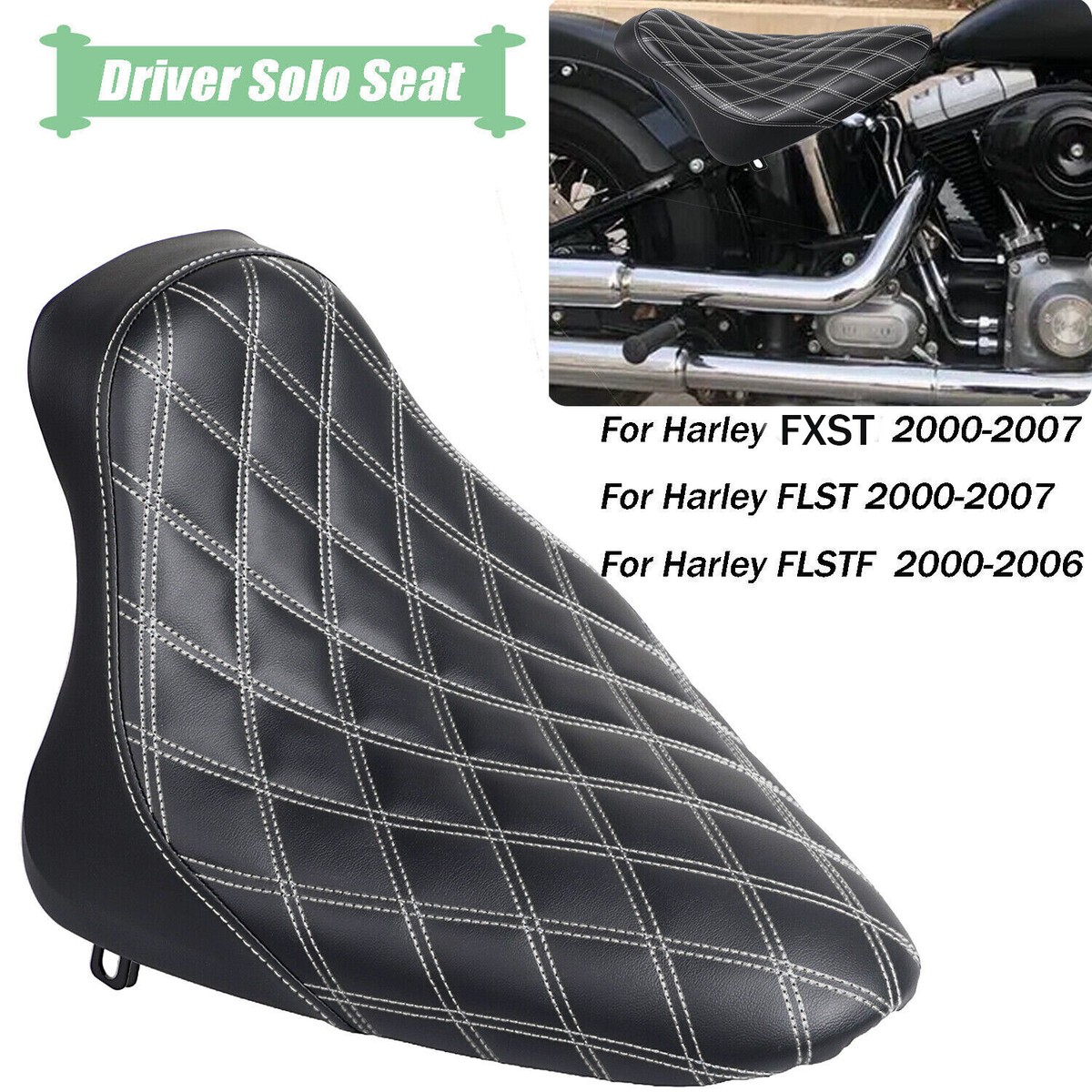 Black Driver Solo Seat For Harley Fat Boy Heritage Softail