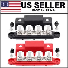 2Pcs 5/16" 12V 250A 4 Post Busbar Bus Bar Power Distribution Block With Cover
