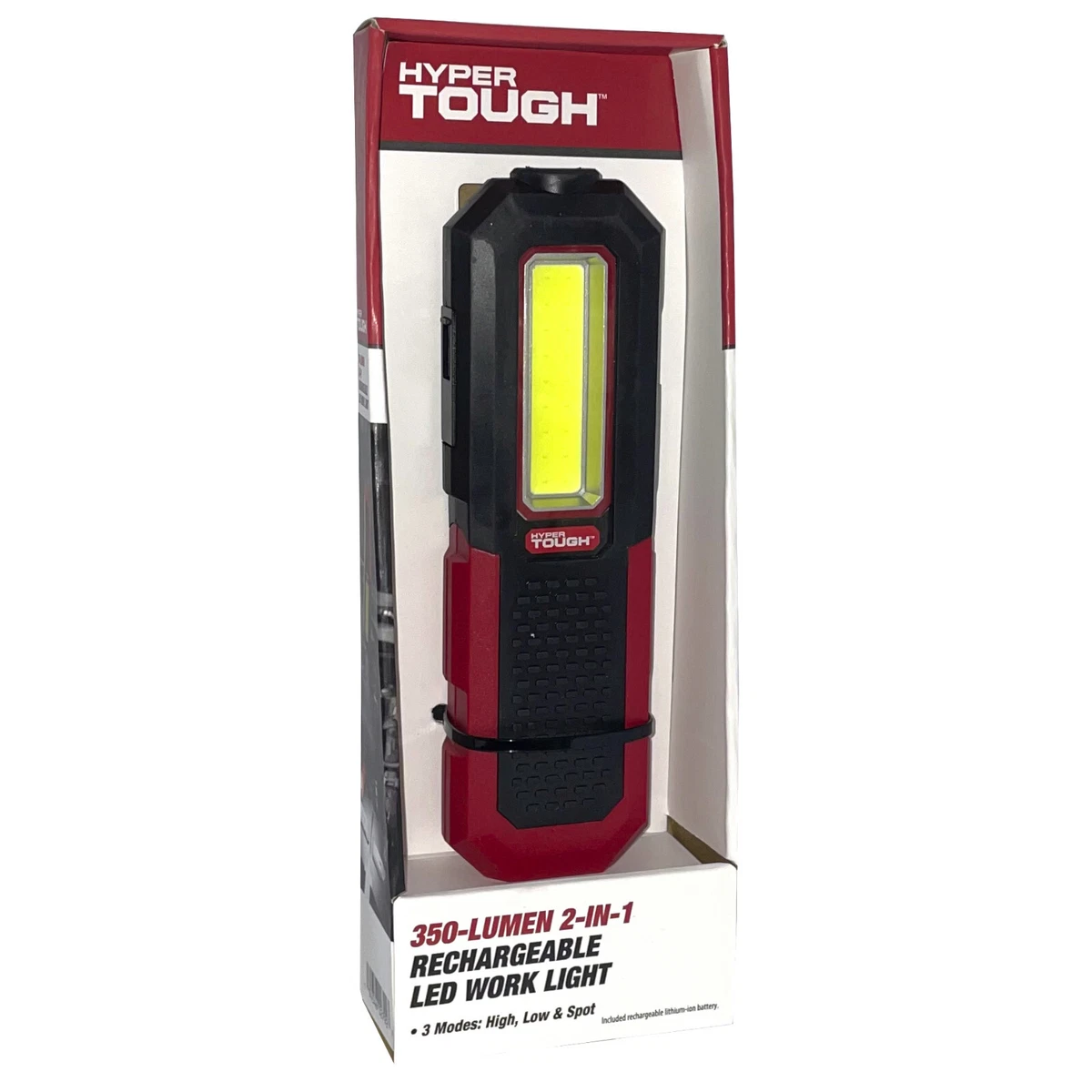 Hyper Tough 350-LUMEN RECHARGEABLE LED WORK LIGHT Magnet Pivoting  FLASHLIGHT USB