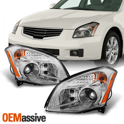 Fits 07-08 Maxima Halogen Type Replacement Projector Headlights LH/RH Headlamps