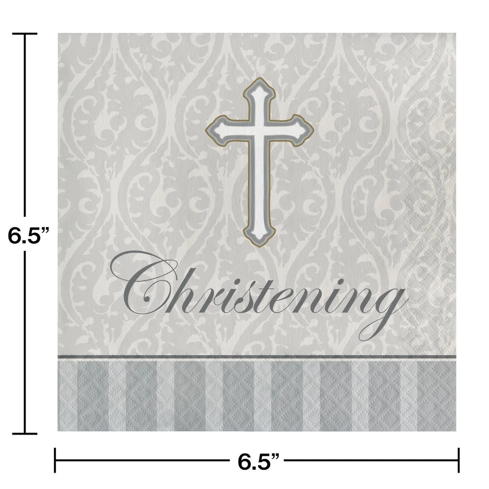 Christening Napkins Lunch Napkins Cross Devotional Favor Party Decoration Supply - Image 2 of 2