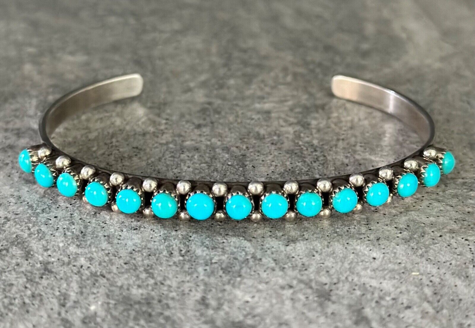 RARE Vintage Native American Zuni PAM MAHOOTY Turquoise Sterling silver Bracelet