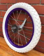 16" Bicycle Rear Purple Wheel Coaster Brake and 1.95" White Tire Kids Bike #Z6