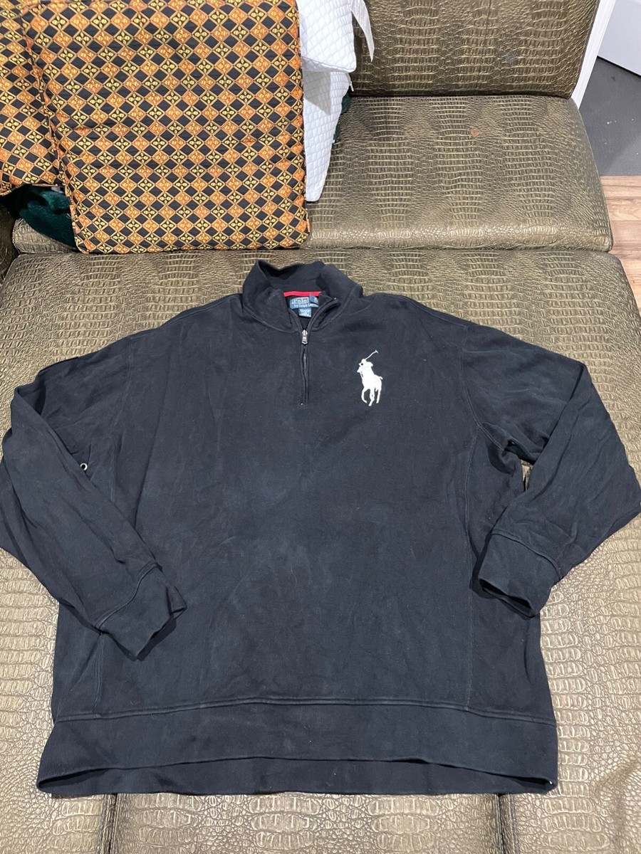 Polo Ralph Lauren Vintage BIG PONY Sweatshirt BLACK Quarter Zip UP