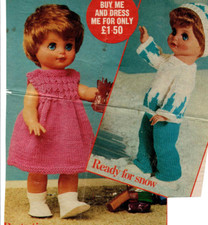 Knitting pattern copy 3823.   Dolls clothes for 12'' dolls.  4ply