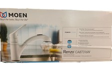 Moen, Renzo 1-Handle Deck-Mount Pull-Out Handle Kitchen Faucet Glacier White
