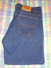 Vintage Levi's 20505 0217 Orange Tab Blue Denim Jeans, Size 36 x 27 Tag 38 x30
