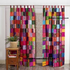 Indian Old Silk Sari Saree Boho Multi Curtain Door Drape Decor Silk Drapes India