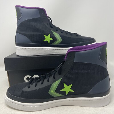 Converse Pro Leather Hi Black Purple Green Mens Size 9 Sneakers