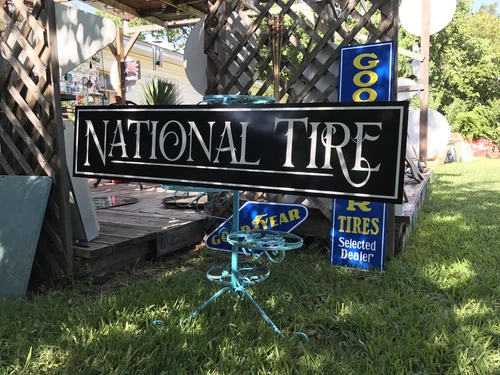 Antique Vintage Old Style National Tires Sign
