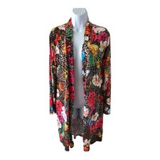 Johnny Was Sandra Sleep Robe Leopard Lounge Pj Pockets MISSING BELT XS w pockets