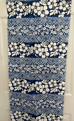 TRANS PACIFIC TEXTILES Hawaiian Flowers Floral Blue & White Fabric