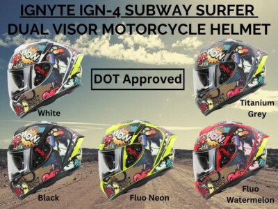 Ignyte IGN-4 SUBWAY SURFER  Full Face Dual Visor DOT Certified Motorcycle Helmet