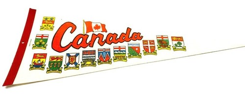 Pennant vintage Canada bandiera feltro acero con stemma tutte le province raro!!