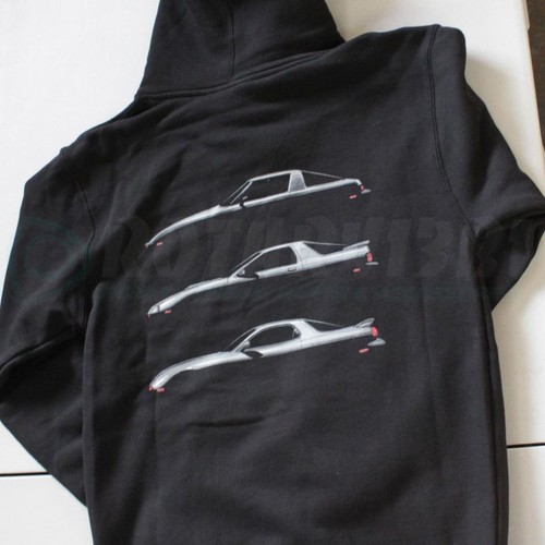 7 HEAVEN RX-7 GENERATIONS - BLACK Hoodie - FB FC FD SILHOUETTE 12A 13B 13BREW - Picture 1 of 4