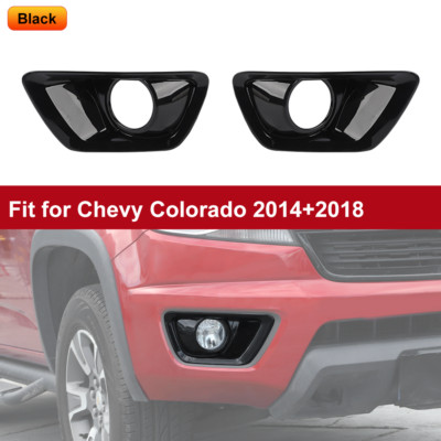 Black PAIR Front Bumper Fog Light Bezel Cover Grill For Chevy Colorado 2014-2018