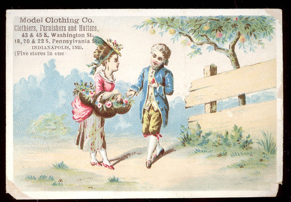 1880's MODEL CLOTHING INDIANAPOLIS IND TRADE CARD, FIVE STORES
