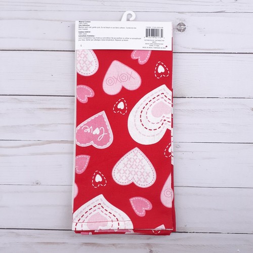 Valentines Day Kitchen Tea Towels Love Hearts Set of 2 Red - 第 3/3 張圖片