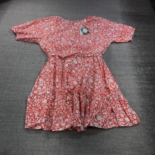 New Oliphant Dress Women Large Crew Flirty 1224V Orange Button Front Poplin Mini