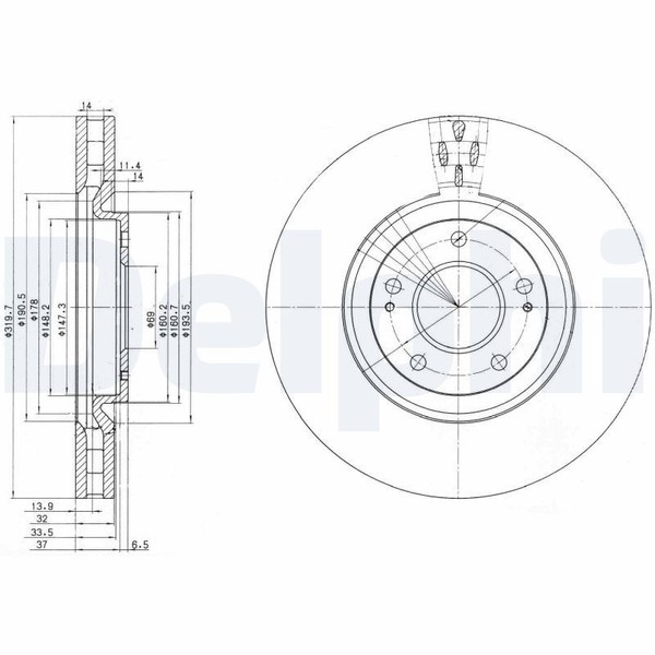2X Delphi BG3988 Bremsscheibe FüR Mitsubishi-image