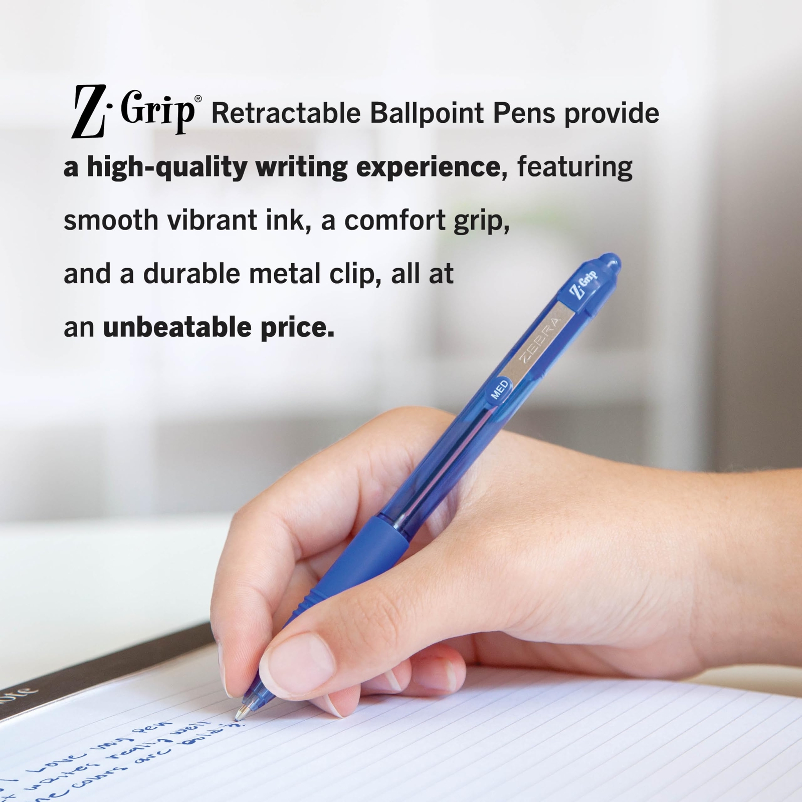 Z Grip Blue Ballpoint Pen 1.0mm Medium Point Pack of 48 Smooth Writing Ink