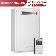 Natural Gas/Propane Tankless Water Heater Outdoor 5.1GPM 120,000 BTU On-Demand