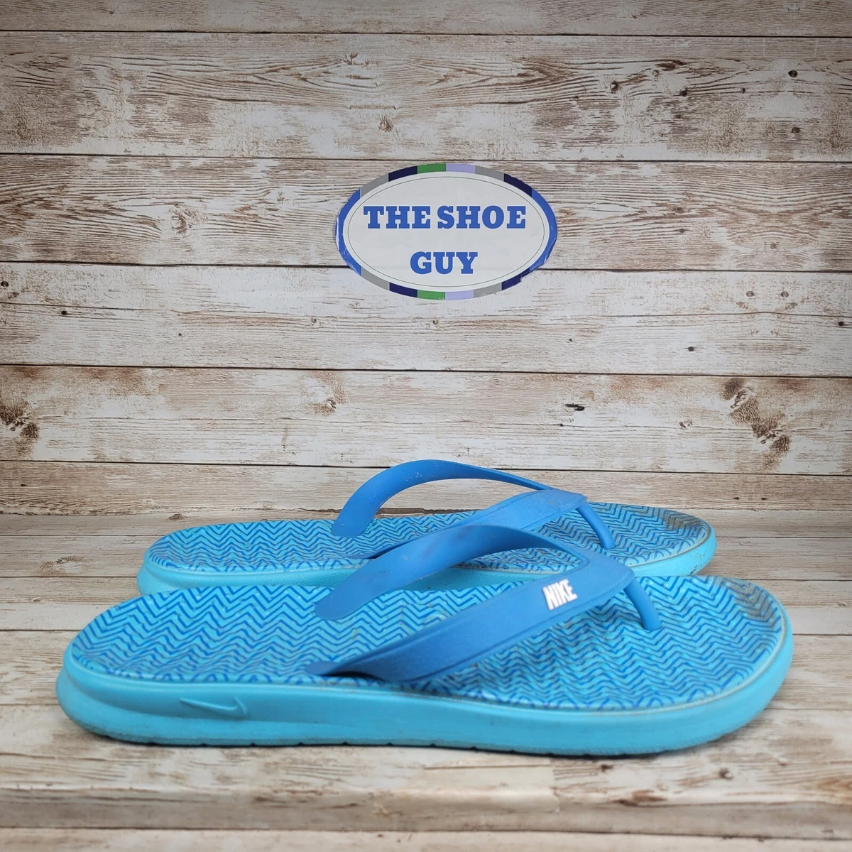 Nike Solarsoft Women s size 10 Flip Flops Thong Sandals Blue eBay