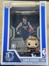 GEM! Luka Doncic AUTO SIGNED Oversize Funko Pop Figure/Prizm Card 03- JSA COA