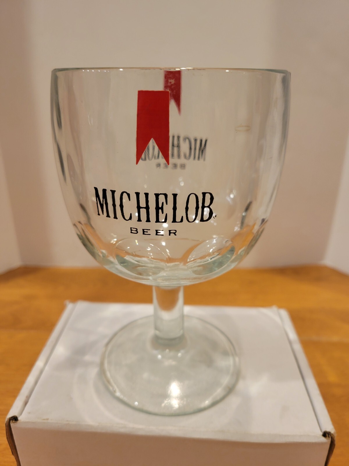 Vintage Michelob Thumbprint Glass Beer Goblet Beer Bud AB Breweriana Collectible