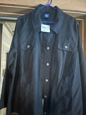 Basic Editions Very Soft Black Size 3X Long Sleeve Blouse