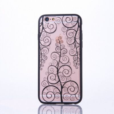 Apple iPhone 7 Handy Hülle Mandala Case Schutzhülle Cover Motiv Blume Schwarz