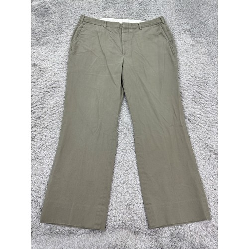 Berle Pants Mens 38x29 Khaki Flat Front Relaxed Wide Leg Trousers Chinos Vtg 90s - Picture 1 of 8