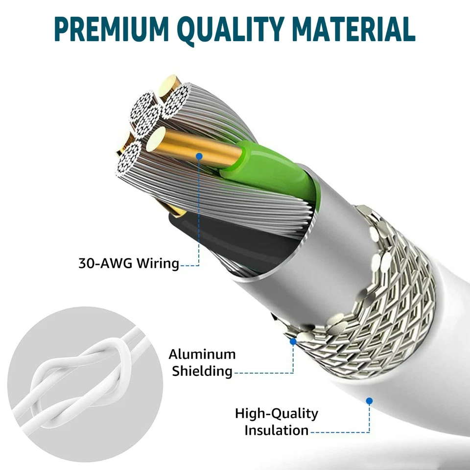 Cable Cargador Rápido USB-C de 1M para iPhone 5/6/7/8/X Plus Blanco Foto 2 de 4