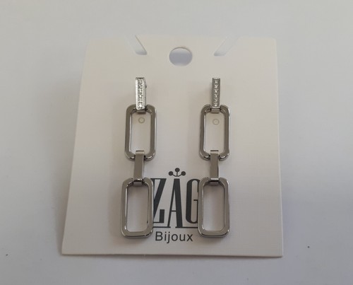 Boucles D'oreilles LES PIERRES PARIS Argenté Avec Strass - Fermoir Clou - Neuves Avec étiquettes