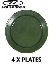 4 x Camping Dinner Plate 24cm Poly Plastic Unbreakable Olive CP066 Highlander