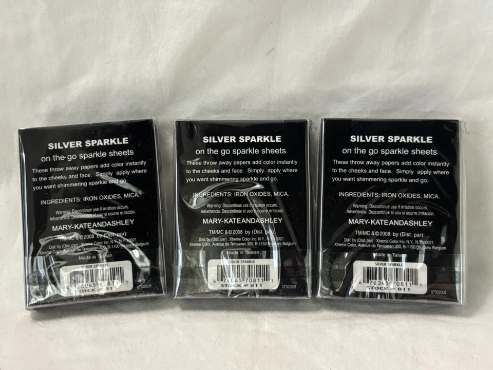 Pack of 3 Mary Kate and Ashley Silver Sparkle on the Go Makeup Sheets - Image 2 of 2