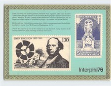 Postcard John Ericsson Interphil76 Philadelphia Pennsylvania USA