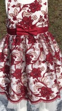 OUTSTANDING American Princess 3T Party Dress Red Floral Embroidery Tulle Formal